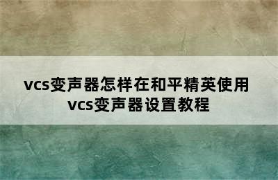 vcs变声器怎样在和平精英使用 vcs变声器设置教程